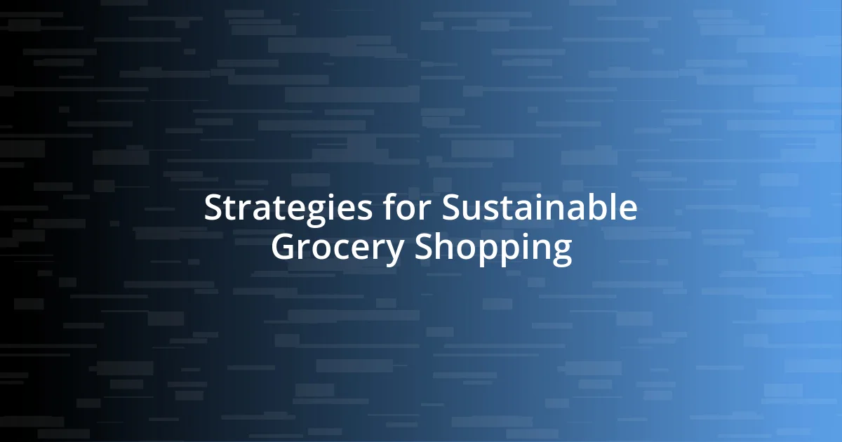 Strategies for Sustainable Grocery Shopping