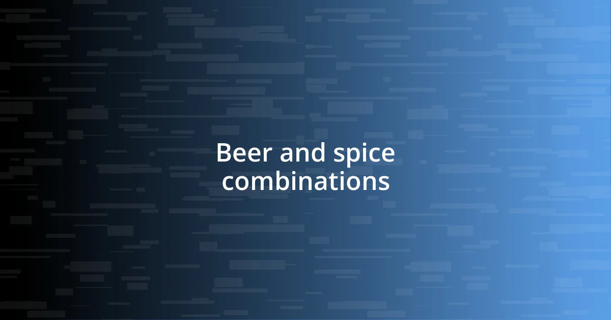 Beer and spice combinations