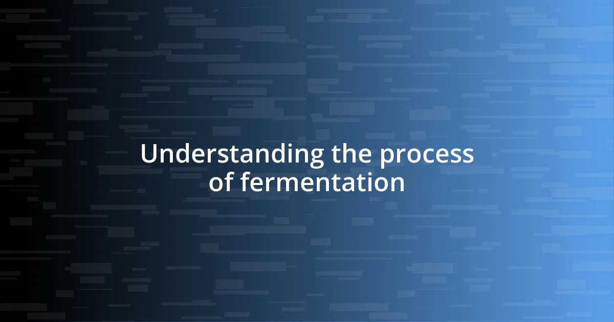 Understanding the process of fermentation